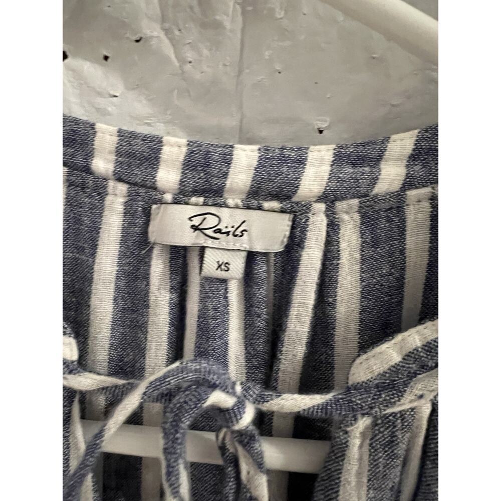 Rails Blue & White Striped Linen Blend Jasmine Mini Dress - Size XS - Picture 3 of 6